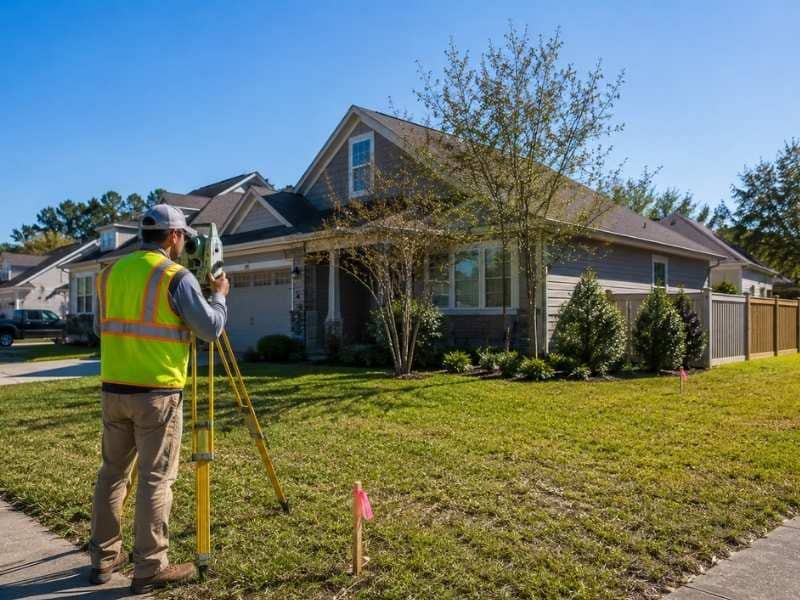 Lot surveys confirming property boundaries, driveway access, fences, and visible improvements before a homebuyer closes on the property.